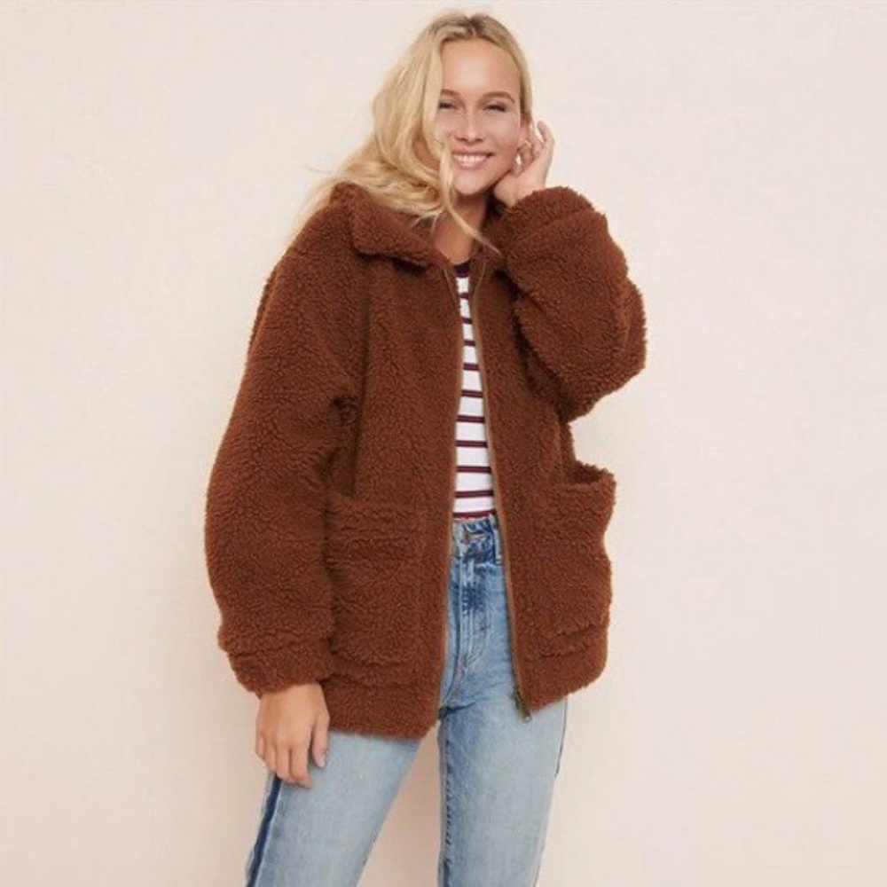 Brown Teddy Coat - Garage - Size XS/S